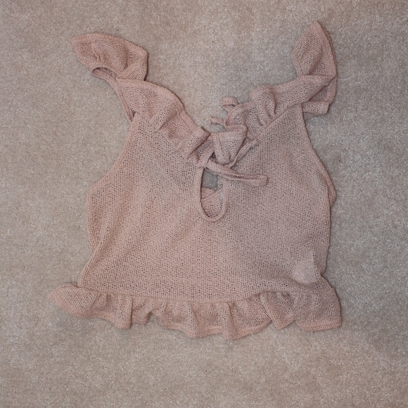 [3 for $25] Knit Ruffled Crop Top - Picture 3 of 3